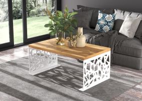 Konferenční stolek SEMARA - Bílá / Artisan - 100x45x60cm