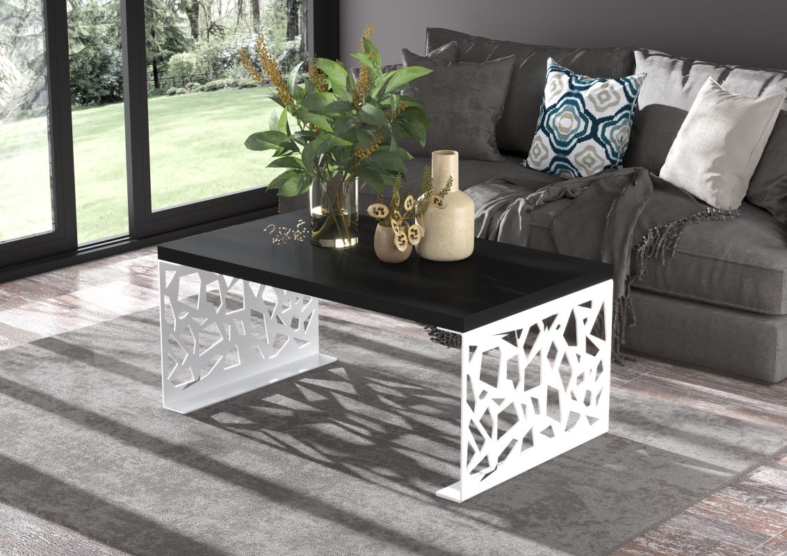 ADRK Konferenční stolek SEMARA - Bílá / Černá - 100x45x60cm