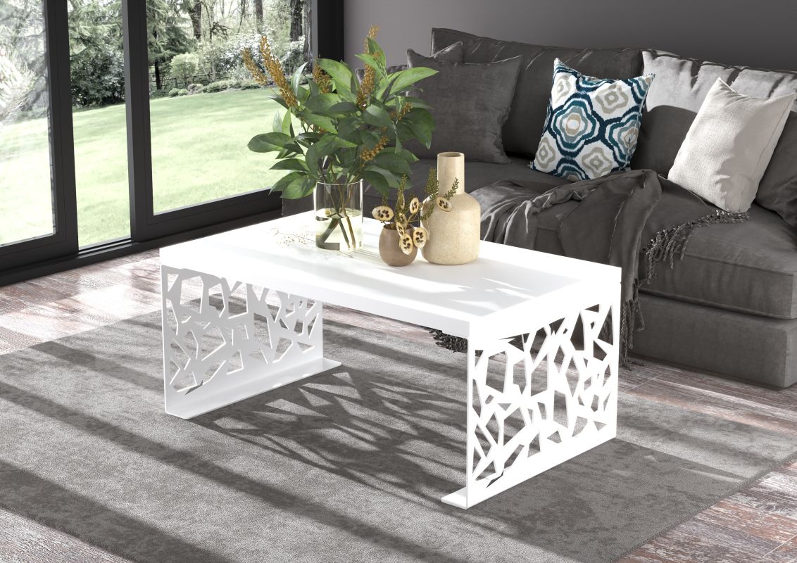 ADRK Konferenční stolek SEMARA - Bílá / Bílá - 100x45x60cm