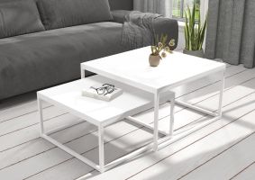 Konferenční stolek 2v1 KAMA - Bílá / Bílá - 75x43x75