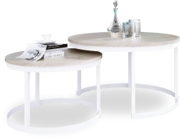 Konferenční stolek 2v1 OKIN - Bílá / Dub Sonoma - 75x43x75 cm ADRK