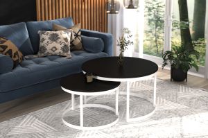 Konferenční stolek 2v1 OKIN - Bílá / Černá - 75x43x75 cm