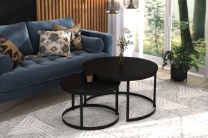 Konferenční stolek 2v1 OKIN - Černá / Černá - 75x43x75 cm