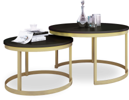 Konferenční stolek 2v1 OKIN - Zlatá / Černá - 75x43x75 cm ADRK