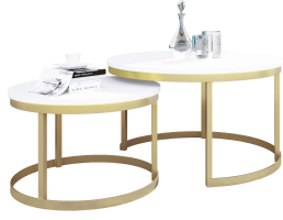 Konferenční stolek 2v1 OKIN - Zlatá / Bílá - 75x43x75 cm ADRK