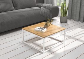 Konferenční stolek BELTEN - Bílá / Artisan - 65x33x65cm