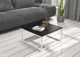 Konferenční stolek BELTEN - Bílá / Černá - 65x33x65cm