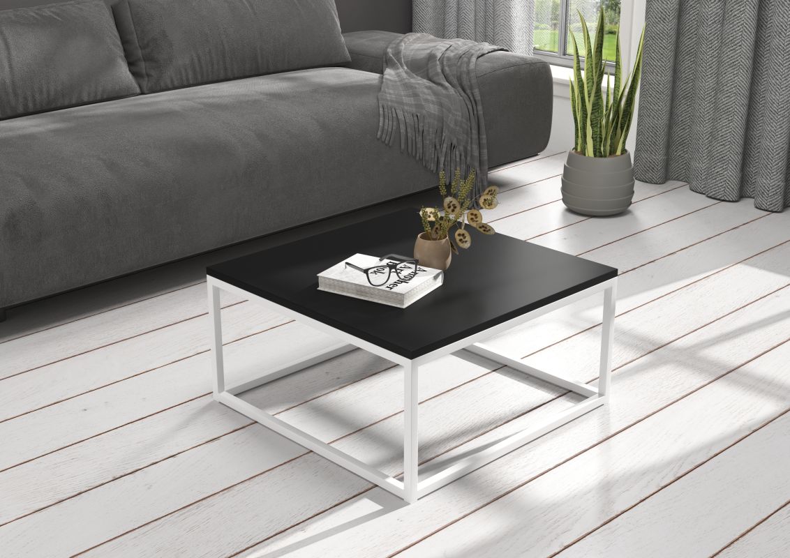 ADRK Konferenční stolek BELTEN - Bílá / Černá - 65x33x65cm