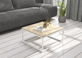 Konferenční stolek BELTEN - Bílá / Dub Sonoma - 65x33x65cm