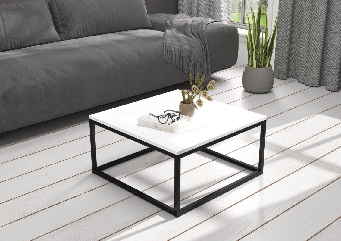 ADRK Konferenční stolek BELTEN - Černá / Bílá - 65x33x65