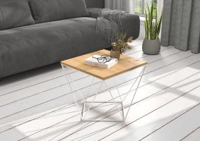 Konferenční stolek DIANA - Bílá / Artisan - 50x45x50cm