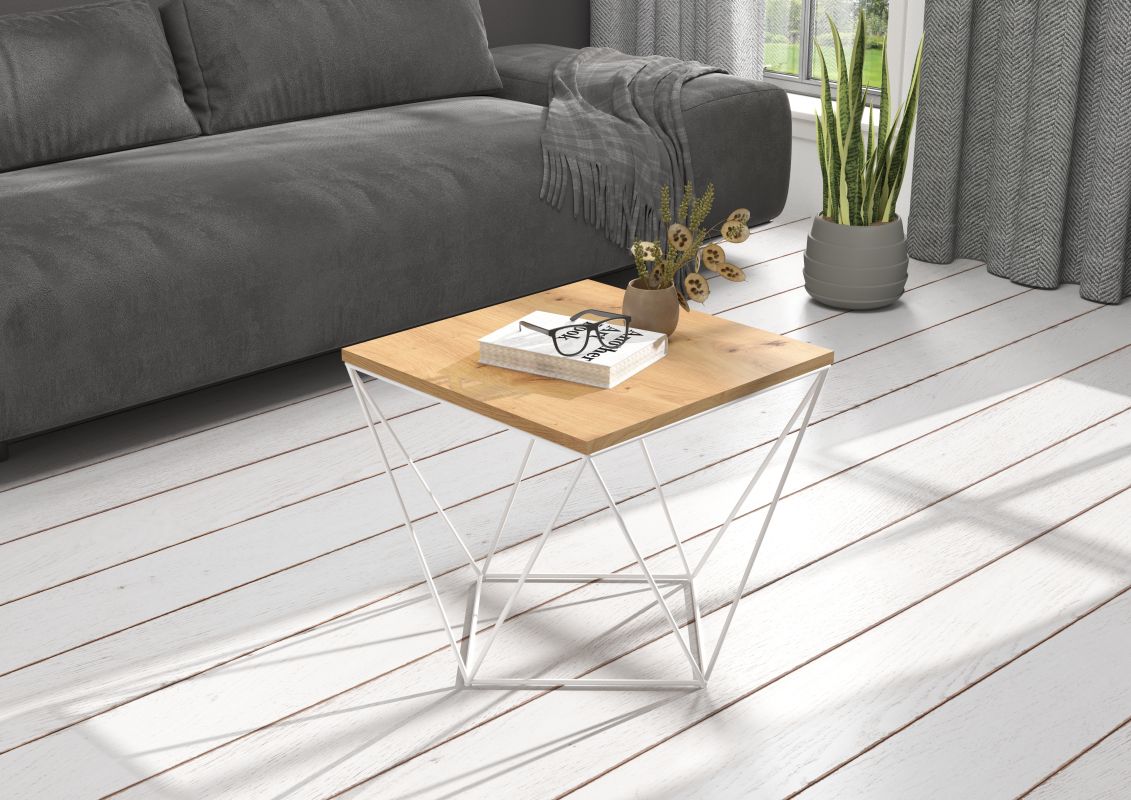 ADRK Konferenční stolek DIANA - Bílá / Artisan - 50x45x50cm