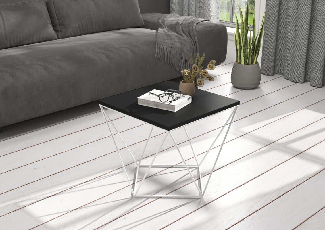 ADRK Konferenční stolek DIANA - Bílá / Černá - 50x45x50cm
