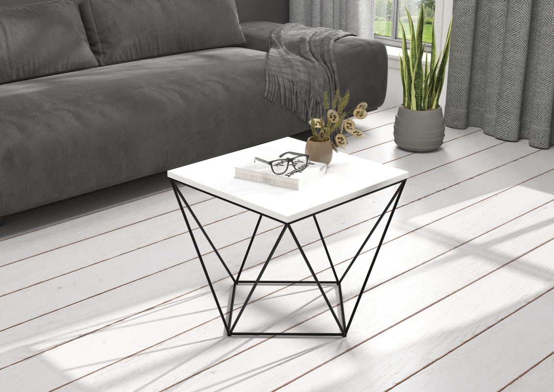 ADRK Konferenční stolek DIANA - Černá / Bílá - 50x45x50cm