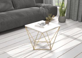 Konferenční stolek DIANA - Zlatá / Bílá - 50x45x50cm
