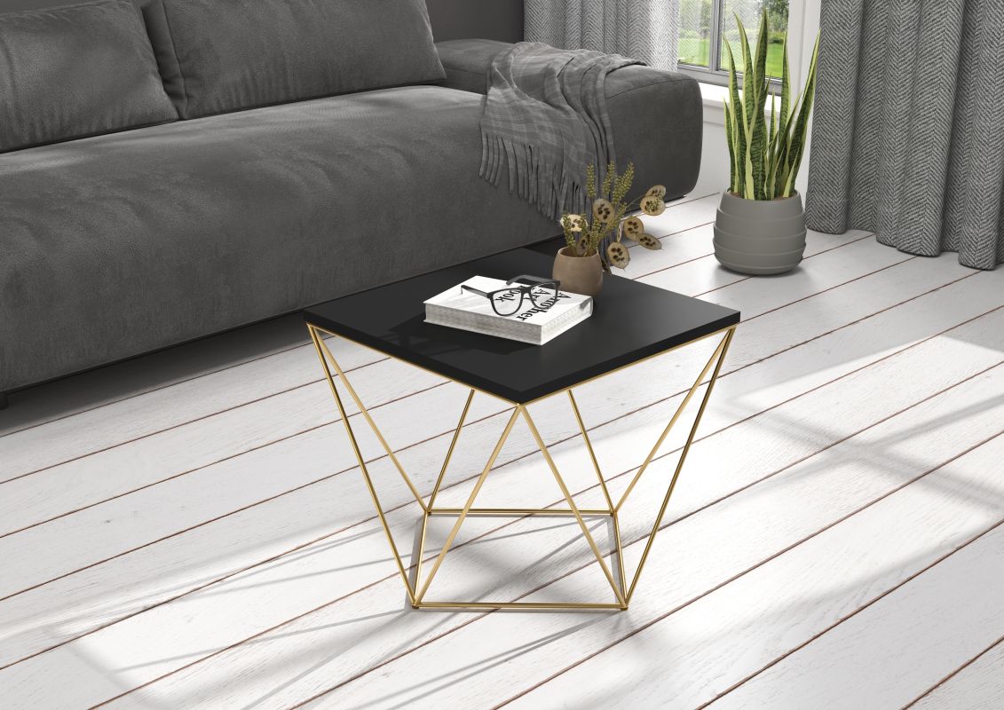 ADRK Konferenční stolek DIANA - Zlatá / Černá - 50x45x50cm