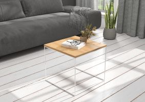 Konferenční stolek ELENA - Bílá / Artisan - 50x50cm