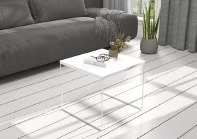 Konferenční stolek ELENA - Bílá / Bílá - 50x50cm