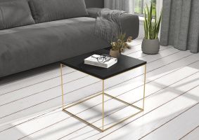 Konferenční stolek ELENA - Zlatá / Černá - 50x50cm