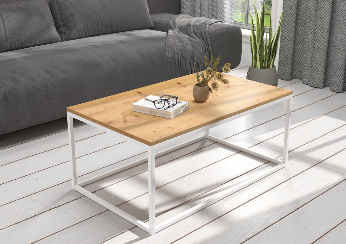 Konferenční stolek NARISA - Bílá / Artisan 100x43x60cm ADRK