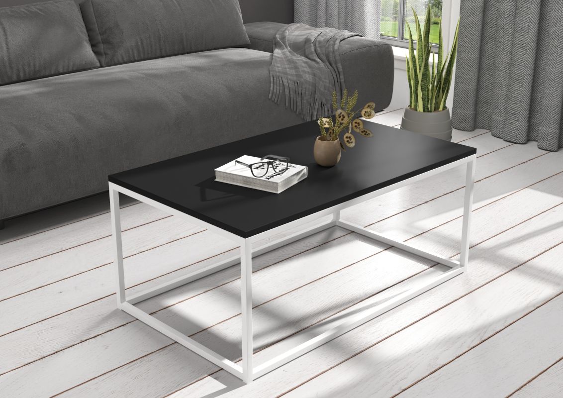 ADRK Konferenční stolek NARISA - Bílá / Černá 100x43x60cm