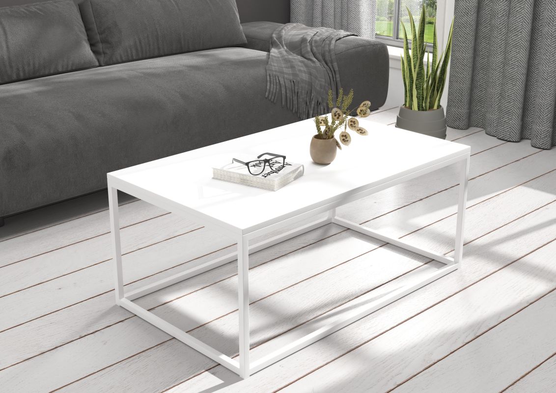 ADRK Konferenční stolek NARISA - Bílá / Bílá 100x43x60cm