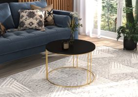 Konferenční stolek NOEL - Zlatá / Černá - 55x37x55cm