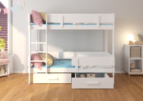 Patrová postel s matracemi ETIONA - Bílá / Artisan - 80x180cm ADRK