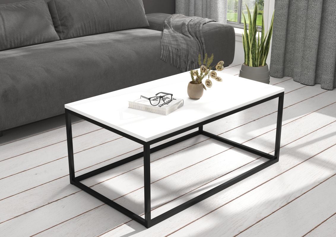 ADRK Konferenční stolek NARISA - Černá / Bílá 100x43x60cm