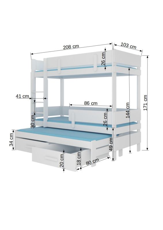 Moderní design patrové postele Etapo se hodí do každého interiéru