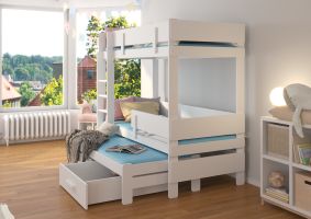 Patrová postel s matracemi ETAPO - Bílá / Hnědá - 80x180cm ADRK