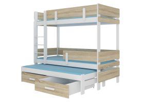 Patrová postel s matracemi ETAPO - Bílá / Sonoma - 80x180cm ADRK