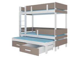 Patrová postel s matracemi ETAPO - Bílá / Hnědá - 90x200cm ADRK