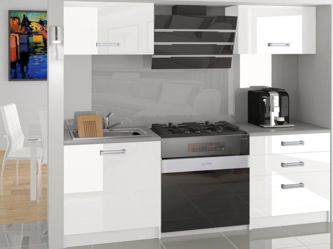 BELINI Moderní kuchyňská sestava VULCANO - 120cm, Bílá lesk