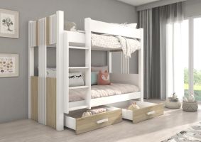 Patrová postel s matracemi ARTA - Bílá / Sonoma - 90x200cm