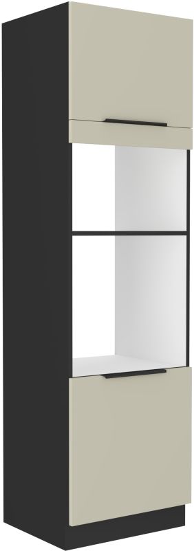 Kuchyňská linka ARONA - Cashmere / Černý mat - 60 na troubu a mikrovlnku (60 DPM-210 2F) LEMPERT