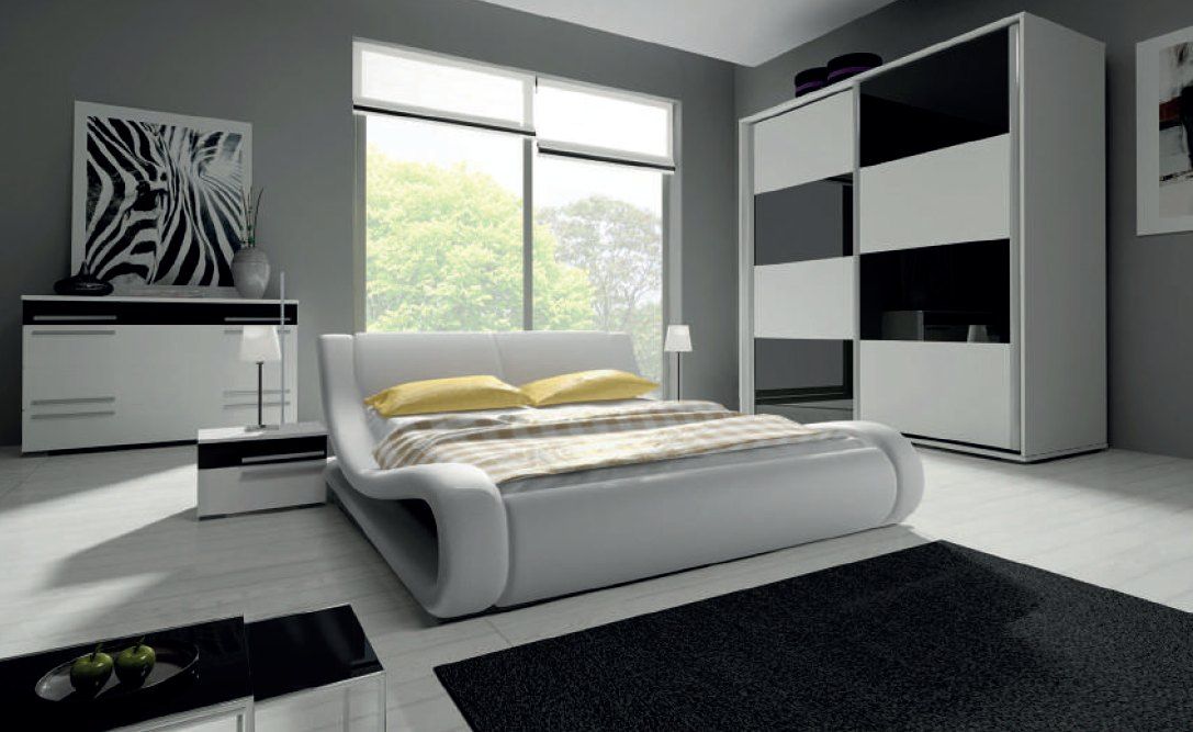 KAROL MEBLE ložnice HAVANA III - komplet - skříň 200cm - bílý/šedý lesk