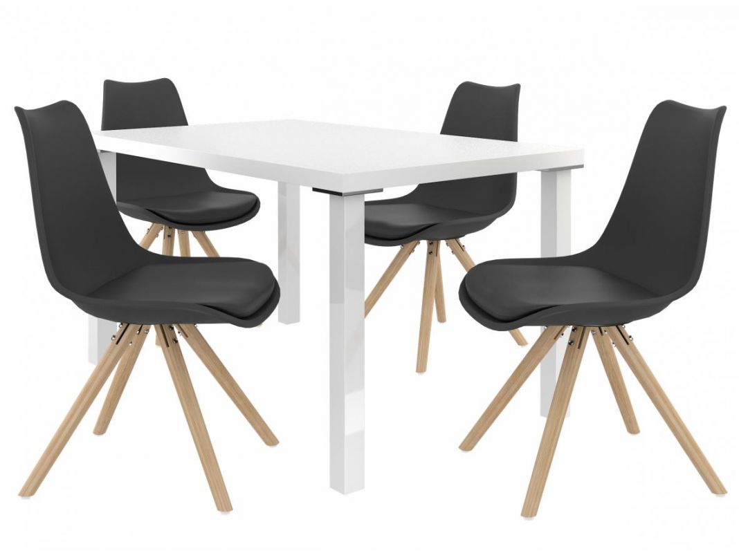 Jídelní set Amareto 1+4 židlí - bílá/černá BELINI