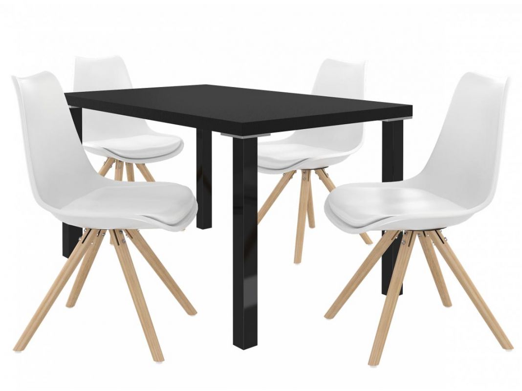 BELINI Jídelní set Amareto 1+4 židlí - černá/bílá
