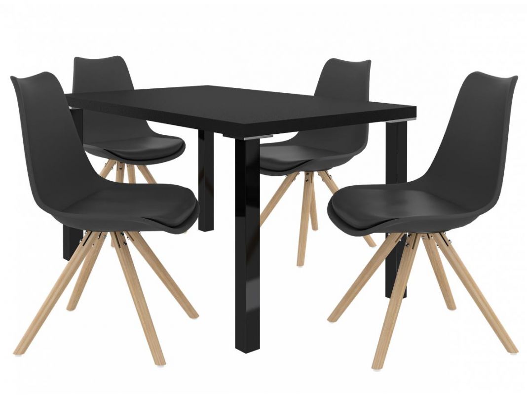 BELINI Jídelní set Amareto 1+4 židlí - černá/černá