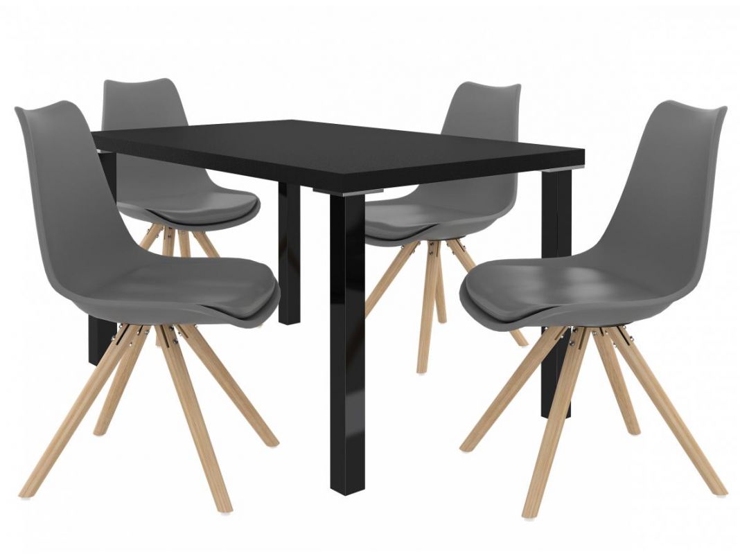 BELINI Jídelní set Amareto 1+4 židlí - černá/popel