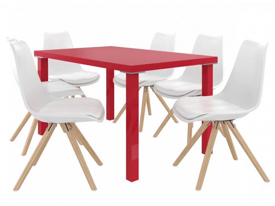 BELINI Jídelní set Amareto 1+4 židlí - červená/bílá
