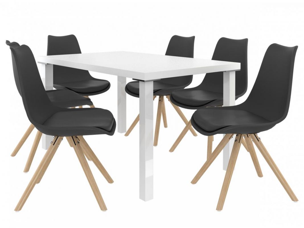 BELINI Jídelní set Amareto 1+6 židlí - bílá/černá