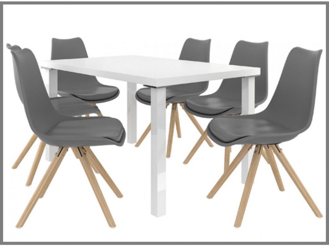 BELINI Jídelní set Amareto 1+6 židlí - bílá/popel