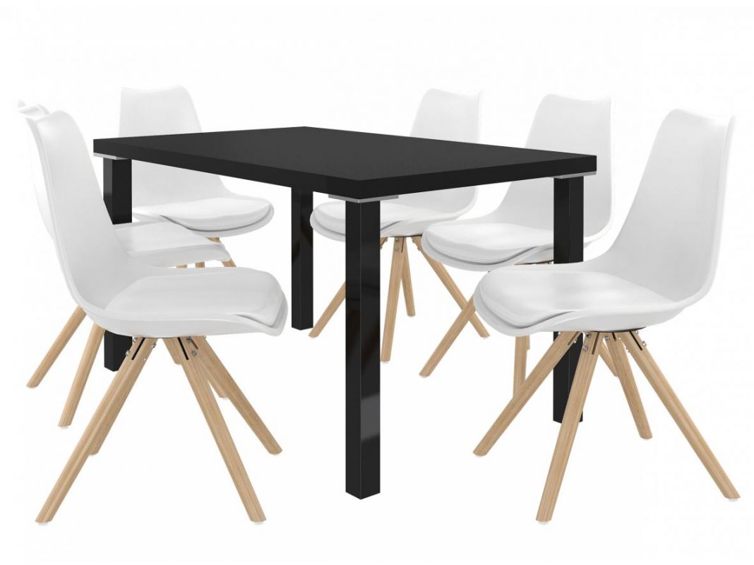 BELINI Jídelní set Amareto 1+6 židlí - černá/bílá
