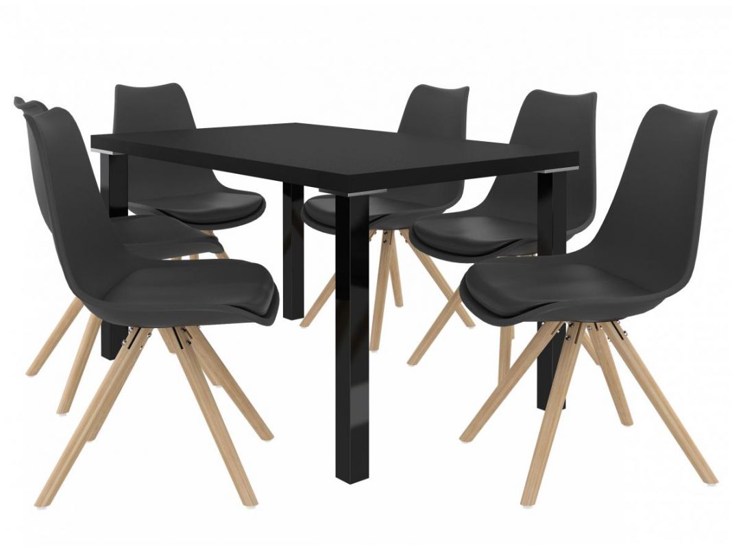 Jídelní set Amareto 1+6 židlí - černá/černá BELINI