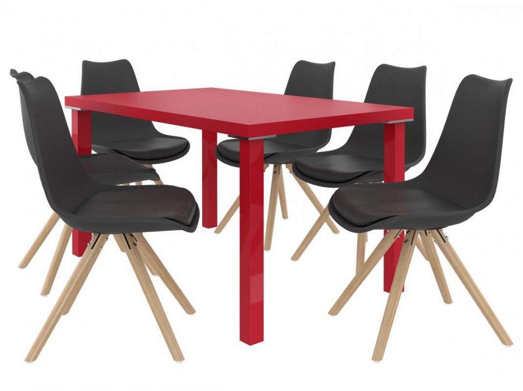 BELINI Jídelní set Amareto 1+6 židlí - červená/černá