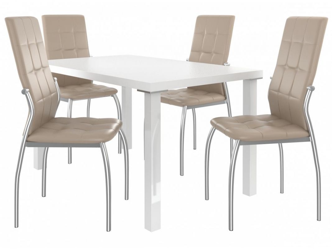 BELINI Jídelní set Loreno 1+4 židlí - bílá/béž