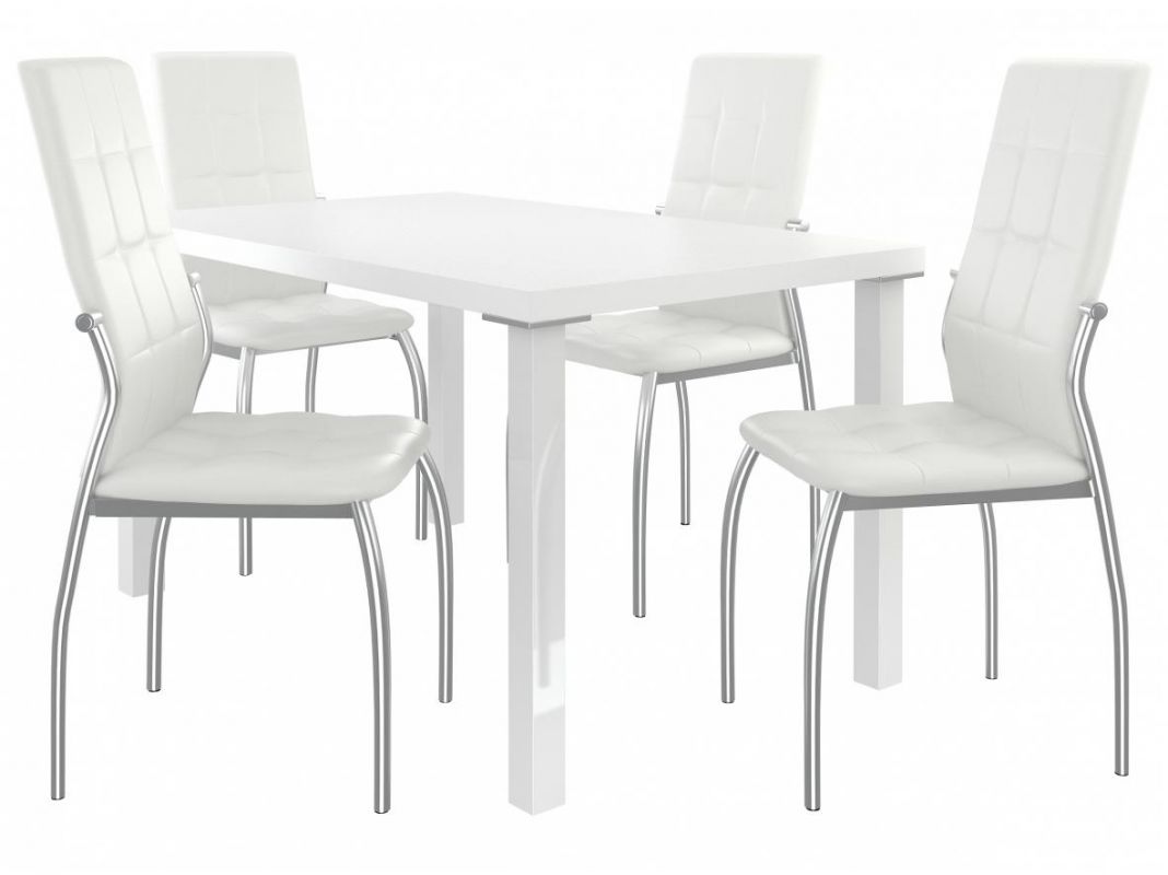 BELINI Jídelní set Loreno 1+4 židlí - bílá/bílá