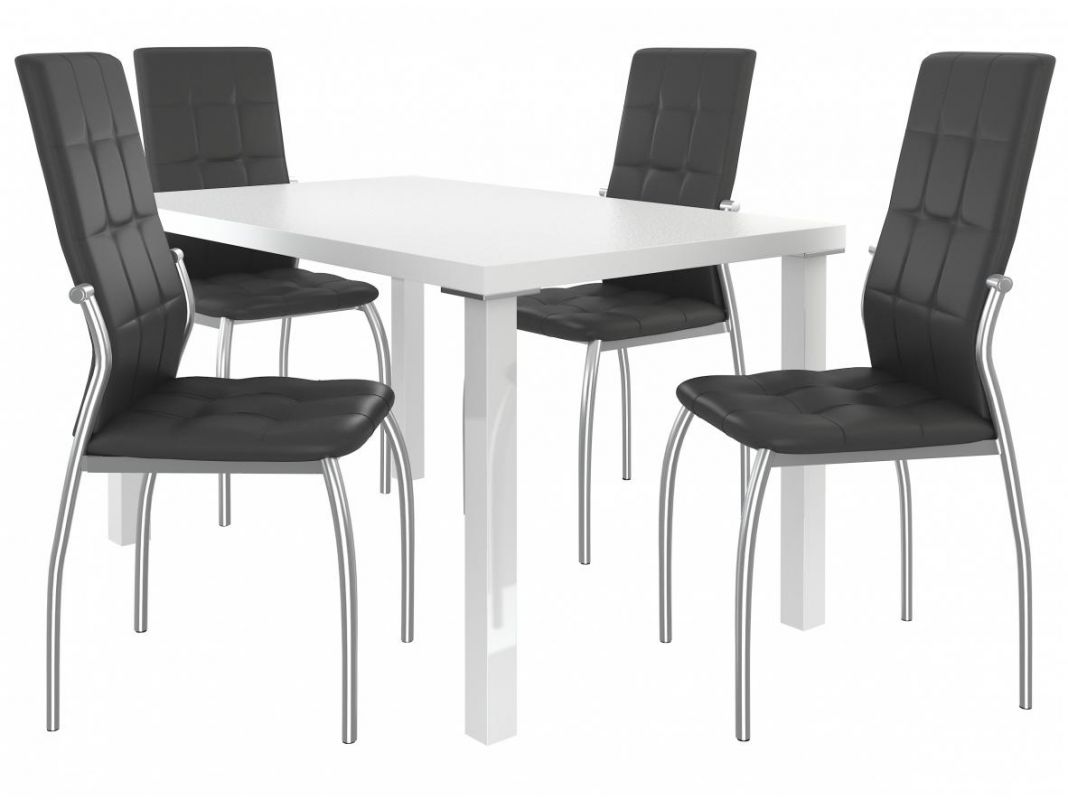 BELINI Jídelní set Loreno 1+4 židlí - bílá/černá